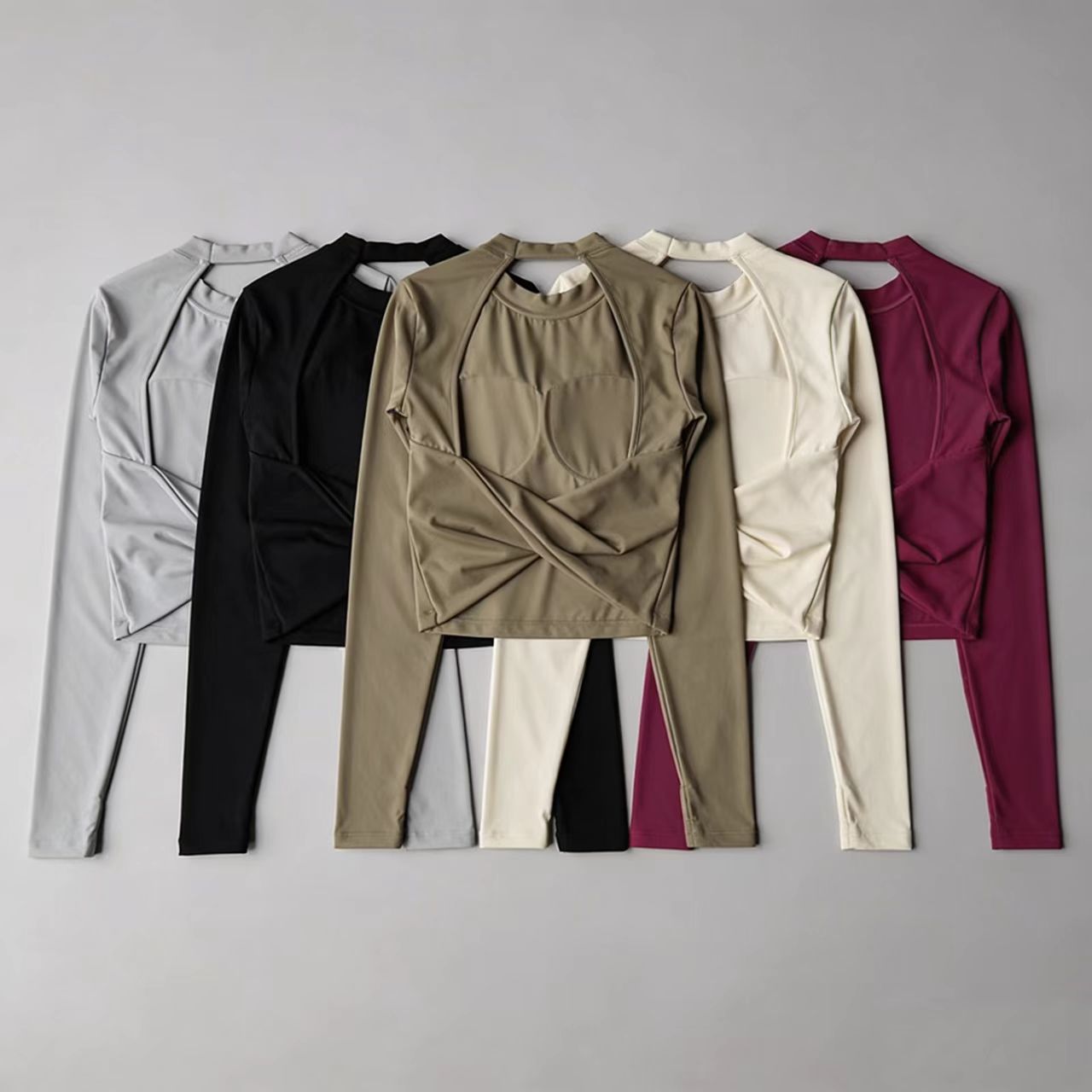 Yoga Strap Cotton - Women Long Sleeve Knotted Yoga Crop