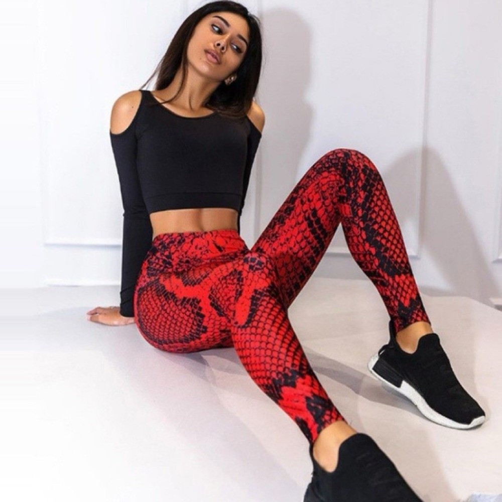 Pilates Yoga Legging - Serpentine Snake Print Leggings Peach Butt
