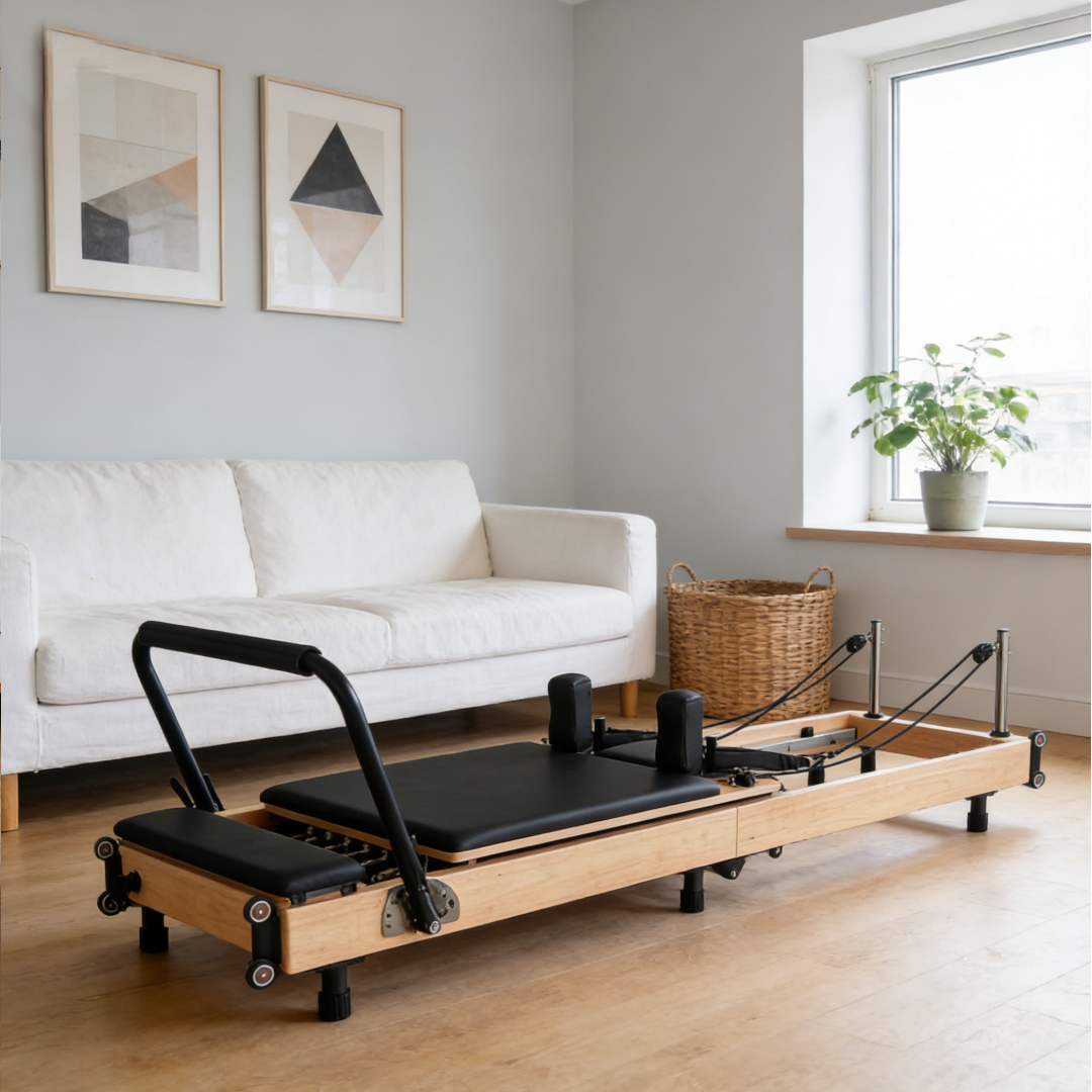 Pilates & Yoga Studio Alineacion - Space-Saving Foldable Oak Pilates Reformer with